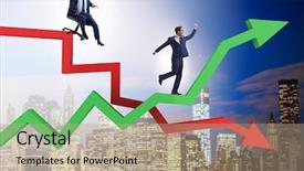  Presentation with profit - Cool new presentation with declining profit - growth and decline concept backdrop and a  colored foreground