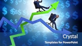  Presentation with growth - Slide deck consisting of declining profit - growth and decline concept background and a  colored foreground