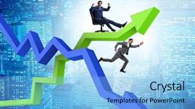  Presentation with growth - Beautiful theme featuring declining profit - growth and decline concept backdrop and a  colored foreground