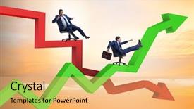  Presentation with growth - PPT layouts enhanced with declining profit - growth and decline concept background and a  colored foreground