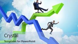  Presentation with growth - PPT theme featuring declining profit - growth and decline concept background and a  colored foreground