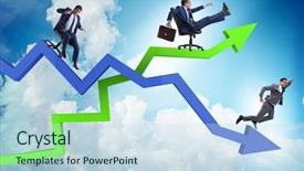  Presentation with growth - Slide deck enhanced with declining profit - growth and decline concept background and a  colored foreground