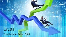  Presentation with growth - Presentation design having declining profit - growth and decline concept background and a  colored foreground