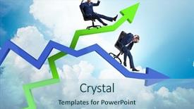  Presentation with growth - Beautiful PPT theme featuring declining profit - growth and decline concept backdrop and a  colored foreground