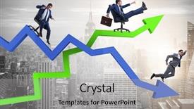  Presentation with growth - Slide set featuring declining profit - growth and decline concept background and a  colored foreground