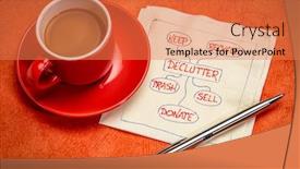  Presentation with motivational - Presentation theme consisting of declutter-concept-keep-recycle-trash background and a coral colored foreground
