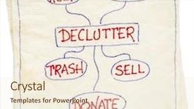  Presentation with recycle - Slide deck with declutter concept keep recycle trash sell donate - handwriting on napkin isolated on white background and a cream colored foreground