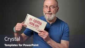  Presentation with personal development - Presentation design enhanced with declutter-your-life-senior-man background and a ocean colored foreground