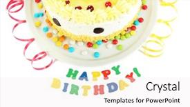  Presentation with happy birthday cake - Slide set consisting of decoartion - happy birthday cake isolated background and a  colored foreground