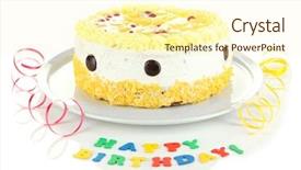  Presentation with happy birthday cake - Presentation theme enhanced with decoartion - happy birthday cake isolated background and a  colored foreground