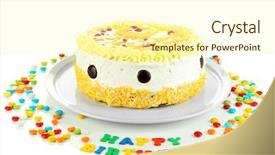  Presentation with happy birthday cake - PPT theme featuring decoartion - happy birthday cake isolated background and a  colored foreground