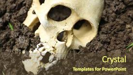  Presentation with human body - Presentation theme with decompose body - human skull in ground close-up background and a  colored foreground