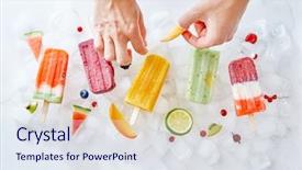  Presentation with decorate - Slides featuring woman's hand decorate background and a sky blue colored foreground