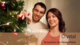  Presentation with christmas holidays - Slide deck with decorate - winter holidays and people concept background and a coral colored foreground