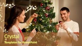  Presentation with christmas holidays - Presentation theme consisting of decorate - winter holidays and people concept background and a red colored foreground