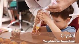  Presentation with decorate - Theme featuring decorate cupcake during cooking background and a coral colored foreground