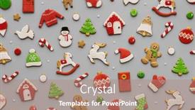  Presentation with cookie - Cool new slides with decorated-christmas-cookie-background-pattern backdrop and a coral colored foreground