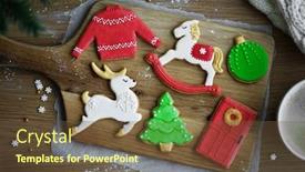  Presentation with cookies christmas - Slide set having decorated-christmas-cookies-overhead-view background and a tawny brown colored foreground