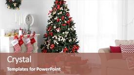  Presentation with fir tree - Presentation with decorated christmas room with beautiful background and a violet colored foreground