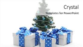 Presentation with gifts - Theme featuring decorated christmas tree and gifts background and a white colored foreground