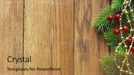  Presentation with gold border - PPT theme with decorated christmas tree border on wood paneling with gold baubles and bells a decorative xmas gift wrapped in a golden bow holly and beads with copyspace for your seasonal greeting background and a gold colored foreground