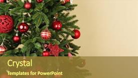  Presentation with christmas tree - Beautiful PPT theme featuring decorated christmas tree closeup backdrop and a gold colored foreground