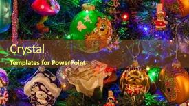  Presentation with christmas tree - Beautiful theme featuring decorated-christmas-tree-holiday-background backdrop and a tawny brown colored foreground