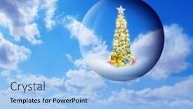  Presentation with snow tree - Amazing presentation theme having decorated christmas tree in glass backdrop and a light blue colored foreground