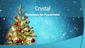 Presentation with snow tree cicular - Colorful PPT theme enhanced with decorated christmas tree in snowy backdrop and a teal colored foreground