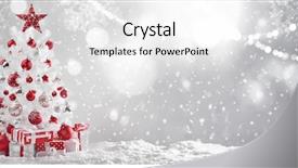  Presentation with christmas winter a table - Slides featuring decorated christmas tree in winter background and a white colored foreground