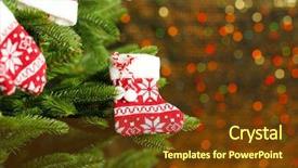  Presentation with fairy - Presentation theme featuring decorated christmas tree on blurred sparkling and fairy background background and a tawny brown colored foreground