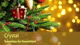  Presentation with sparkling - Presentation having decorated christmas tree on blurred background and a tawny brown colored foreground