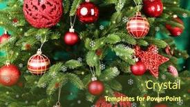  Presentation with christmas tree - Cool new presentation theme with decorated christmas tree on fabric background backdrop and a tawny brown colored foreground
