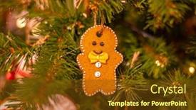  Presentation with christmas holiday gingerbread - Beautiful PPT layouts featuring decorated-christmas-with-gingerbread-hanging backdrop and a tawny brown colored foreground