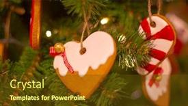  Presentation with christmas holiday gingerbread - Theme enhanced with decorated-christmas-with-gingerbread-hanging background and a tawny brown colored foreground