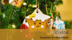  Presentation with christmas holiday gingerbread - Slide deck featuring decorated-christmas-with-gingerbread-hanging background and a gold colored foreground