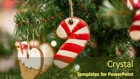  Presentation with christmas holiday gingerbread - PPT layouts having decorated-christmas-with-gingerbread-hanging background and a tawny brown colored foreground