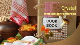  Presentation with book - Beautiful slide set featuring decorated composition of cookery book backdrop and a  colored foreground