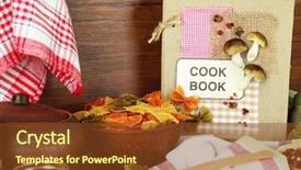  Presentation with kitchen - PPT theme enhanced with decorated composition of cookery book background and a  colored foreground