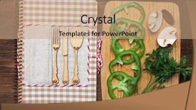  Presentation with recipe book - Presentation design consisting of decorated composition of recipe book background and a  colored foreground