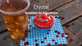  Presentation with cold drink - Cool new slides with decorated-cupcake-and-cold-drink backdrop and a tawny brown colored foreground