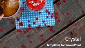  Presentation with cold drink - Slide deck featuring decorated-cupcake-and-cold-drink background and a dark gray colored foreground