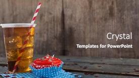  Presentation with cold drink - Amazing theme having decorated-cupcake-and-cold-drink backdrop and a dark gray colored foreground