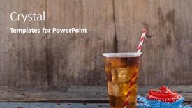  Presentation with cold drink - Beautiful PPT layouts featuring decorated-cupcake-and-cold-drink backdrop and a coral colored foreground