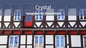  Presentation with old house - Presentation having decorated-facade-of-old-medieval background and a ocean colored foreground