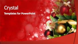  Presentation with fir tree - Colorful PPT theme enhanced with decorated fir tree with ball backdrop and a crimson colored foreground