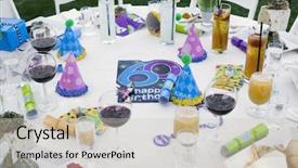  Presentation with 60th birthday - Theme consisting of decorated for celebrating 60th birthday background and a soft green colored foreground