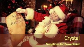  Presentation with santa claus and reindeers - Slides consisting of decorated for christmas and carefull background and a  colored foreground