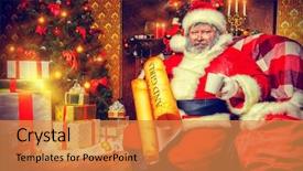  Presentation with santa claus and reindeers - Slides with decorated for christmas and carefull background and a  colored foreground