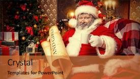  Presentation with santa claus and reindeers - Theme featuring decorated for christmas and carefull background and a  colored foreground